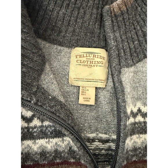 Telluride Mens Large Wool Sweater Cottagecore Granpacore Snowflake Patch Goblin - Picture 4 of 6